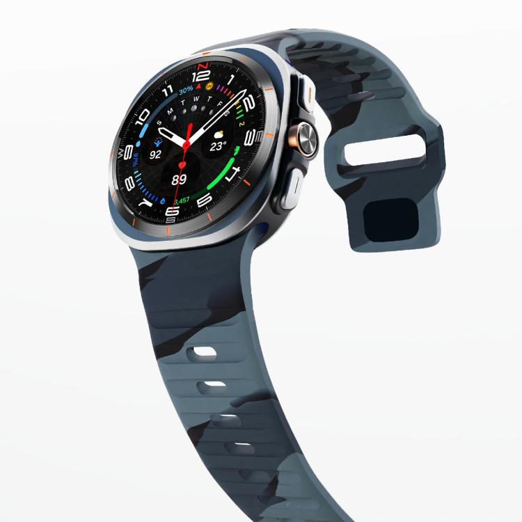 For Samsung Galaxy Watch Ultra 47mm / Ultra 2025 Kalebol Wave Reverse Buckle Silicone Strap(Black Gray Camouflage) by Kalebol