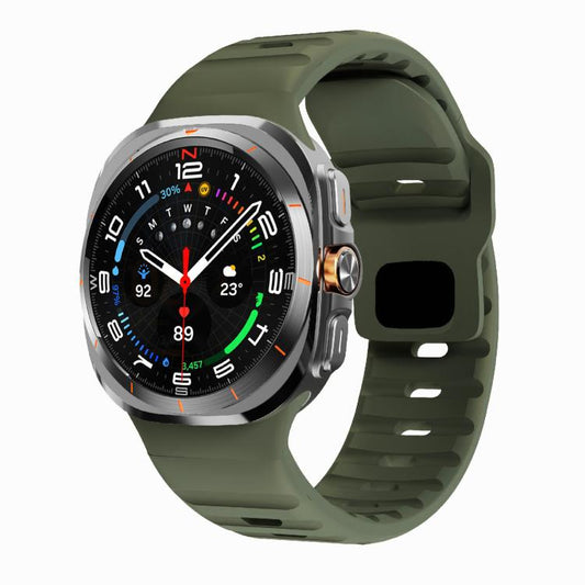 For Samsung Galaxy Watch Ultra 47mm / Ultra 2025 Kalebol Wave Reverse Buckle Silicone Strap(Army Green) by Kalebol