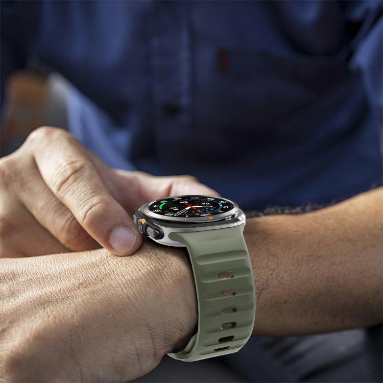 For Samsung Galaxy Watch Ultra 47mm / Ultra 2025 Kalebol Wave Reverse Buckle Silicone Strap(Army Green) by Kalebol