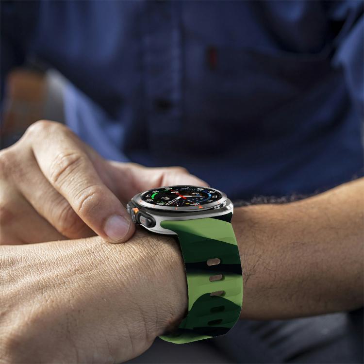 For Samsung Galaxy Watch Ultra 47mm / Ultra 2025 Kalebol Wave Reverse Buckle Silicone Strap(Army Green Camouflage) by Kalebol