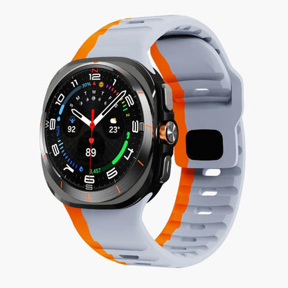 For Samsung Galaxy Watch Ultra 47mm / Ultra 2025 Kalebol Wave Reverse Buckle Silicone Strap(Wild Path Gray Orange) by Kalebol