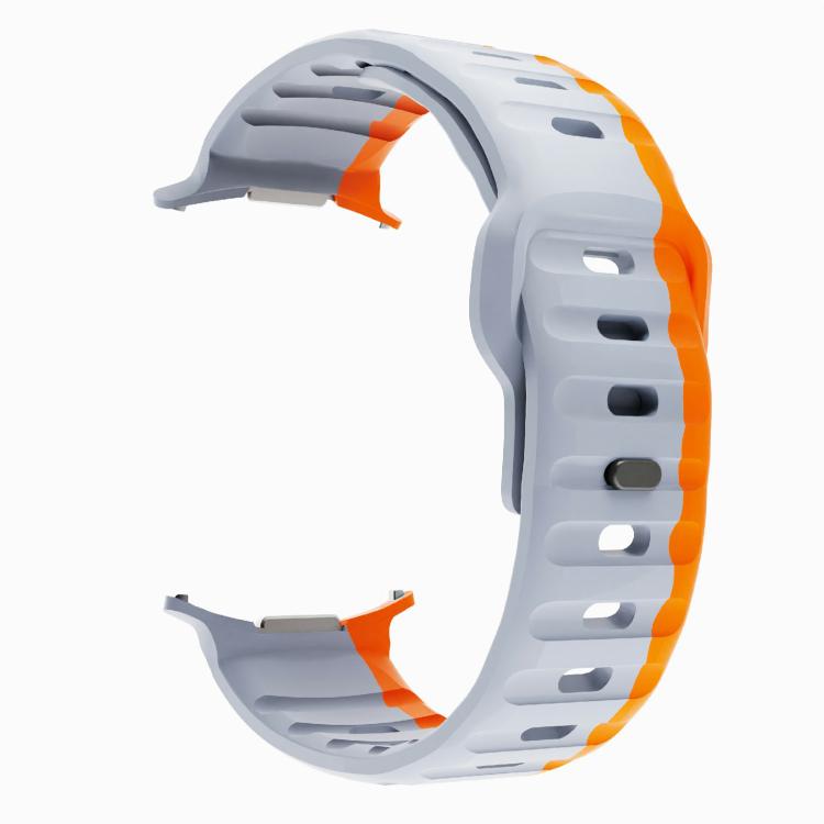 For Samsung Galaxy Watch Ultra 47mm / Ultra 2025 Kalebol Wave Reverse Buckle Silicone Strap(Wild Path Gray Orange) by Kalebol