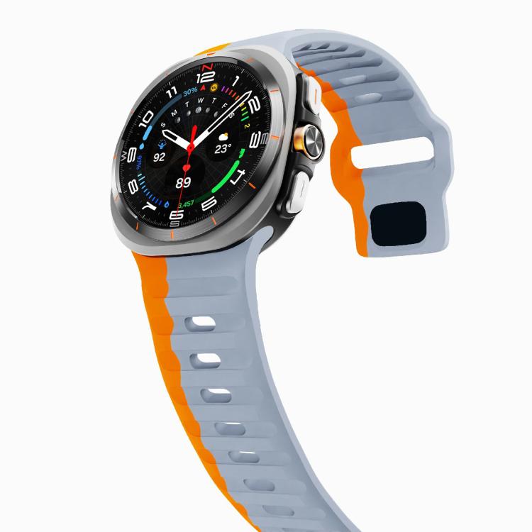 For Samsung Galaxy Watch Ultra 47mm / Ultra 2025 Kalebol Wave Reverse Buckle Silicone Strap(Wild Path Gray Orange) by Kalebol