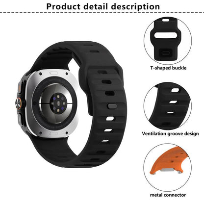 For Samsung Galaxy Watch Ultra 47mm / Ultra 2025 Kalebol Wave Reverse Buckle Silicone Strap(Wild Path Gray Orange) by Kalebol