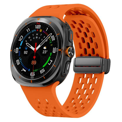 For Samsung Galaxy Watch Ultra 47mm / Ultra 2025 Kalebol Mesh Magnetic Silicone Watch Strap(Orange) by Kalebol