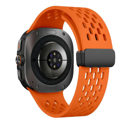 For Samsung Galaxy Watch Ultra 47mm / Ultra 2025 Kalebol Mesh Magnetic Silicone Watch Strap(Orange) by Kalebol