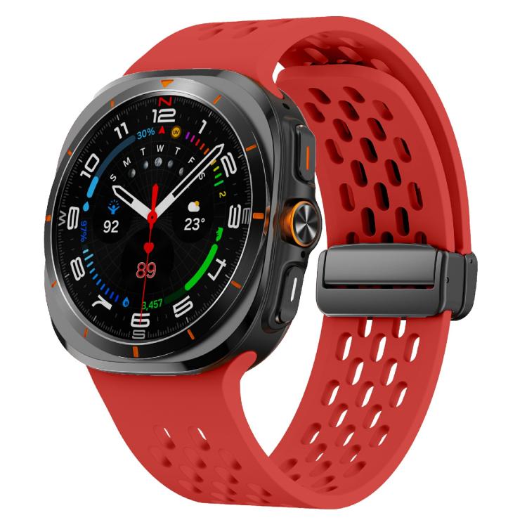For Samsung Galaxy Watch Ultra 47mm / Ultra 2025 Kalebol Mesh Magnetic Silicone Watch Strap(Red) by Kalebol