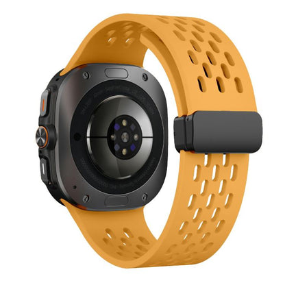 For Samsung Galaxy Watch Ultra 47mm / Ultra 2025 Kalebol Mesh Magnetic Silicone Watch Strap(Yellow) by Kalebol
