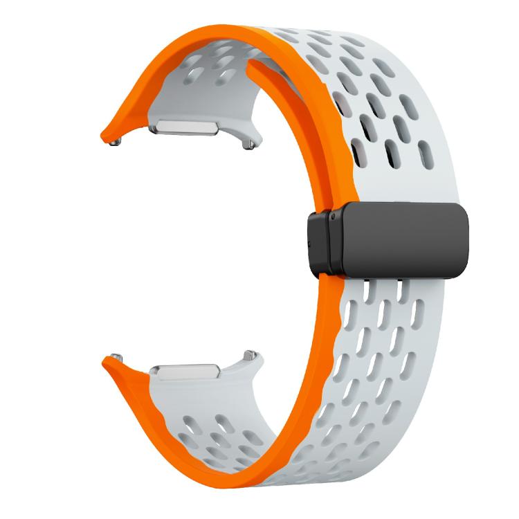 For Samsung Galaxy Watch Ultra 47mm / Ultra 2025 Kalebol Mesh Magnetic Silicone Watch Strap(Wild Path Gray Orange) by Kalebol