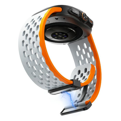 For Samsung Galaxy Watch Ultra 47mm / Ultra 2025 Kalebol Mesh Magnetic Silicone Watch Strap(Wild Path Gray Orange) by Kalebol