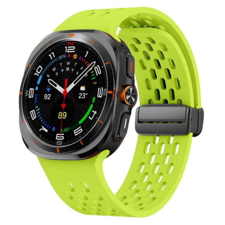 For Samsung Galaxy Watch Ultra 47mm / Ultra 2025 Kalebol Mesh Magnetic Silicone Watch Strap(Fluorescent Green) by Kalebol