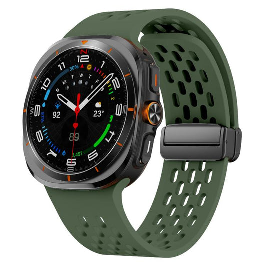 For Samsung Galaxy Watch Ultra 47mm / Ultra 2025 Kalebol Mesh Magnetic Silicone Watch Strap(Field Green) by Kalebol