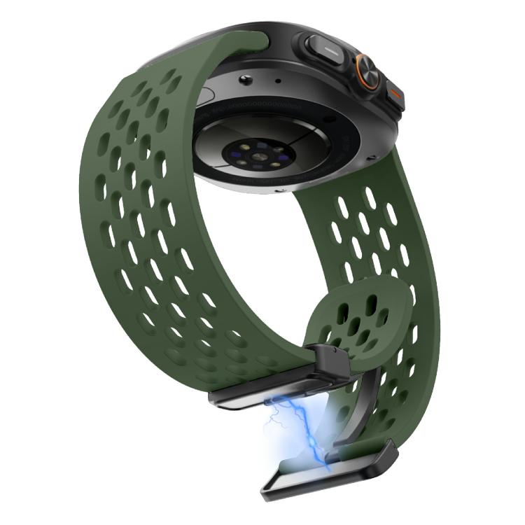 For Samsung Galaxy Watch Ultra 47mm / Ultra 2025 Kalebol Mesh Magnetic Silicone Watch Strap(Field Green) by Kalebol