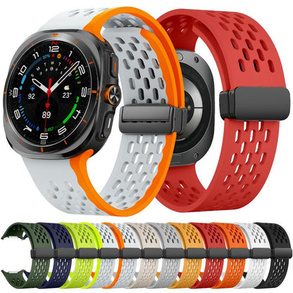 For Samsung Galaxy Watch Ultra 47mm / Ultra 2025 Kalebol Mesh Magnetic Silicone Watch Strap(Wild Path Gray Orange) by Kalebol