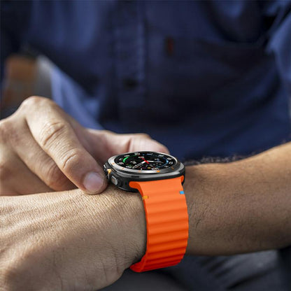 For Samsung Galaxy Watch Ultra 47mm / Ultra 2025 Kalebol Wave Stitching Silicone Strap(Orange) by Kalebol