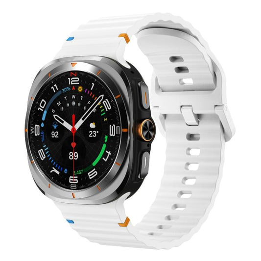For Samsung Galaxy Watch Ultra 47mm / Ultra 2025 Kalebol Wave Stitching Silicone Strap(White) by Kalebol