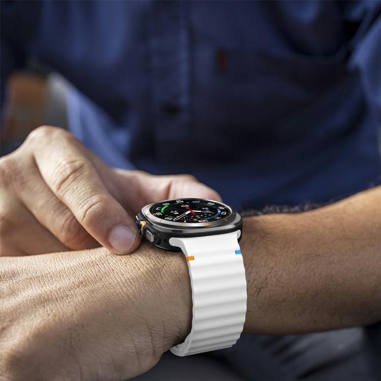 For Samsung Galaxy Watch Ultra 47mm / Ultra 2025 Kalebol Wave Stitching Silicone Strap(White) by Kalebol