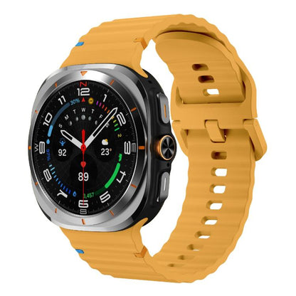 For Samsung Galaxy Watch Ultra 47mm / Ultra 2025 Kalebol Wave Stitching Silicone Strap(Yellow) by Kalebol
