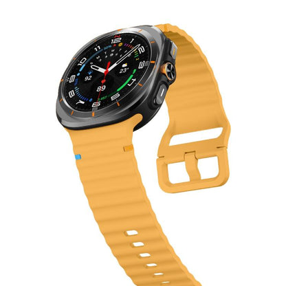 For Samsung Galaxy Watch Ultra 47mm / Ultra 2025 Kalebol Wave Stitching Silicone Strap(Yellow) by Kalebol