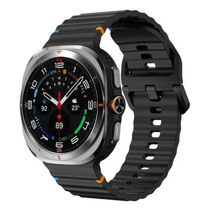 For Samsung Galaxy Watch Ultra 47mm / Ultra 2025 Kalebol Wave Stitching Silicone Strap(Black) by Kalebol