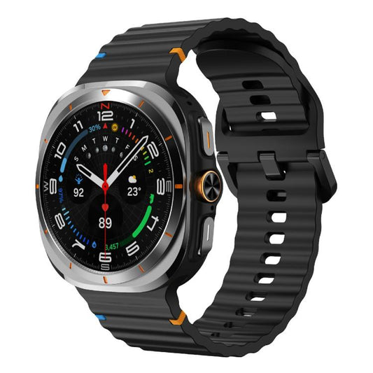 For Samsung Galaxy Watch Ultra 47mm / Ultra 2025 Kalebol Wave Stitching Silicone Strap(Black) by Kalebol