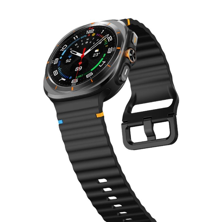For Samsung Galaxy Watch Ultra 47mm / Ultra 2025 Kalebol Wave Stitching Silicone Strap(Black) by Kalebol