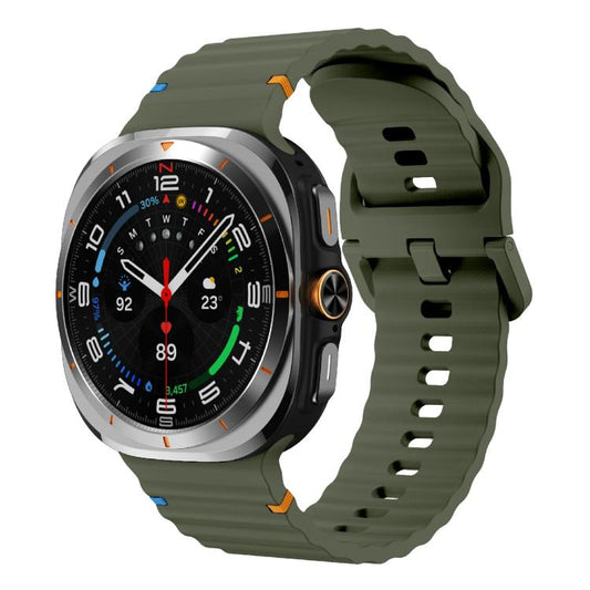 For Samsung Galaxy Watch Ultra 47mm / Ultra 2025 Kalebol Wave Stitching Silicone Strap(Army Green) by Kalebol