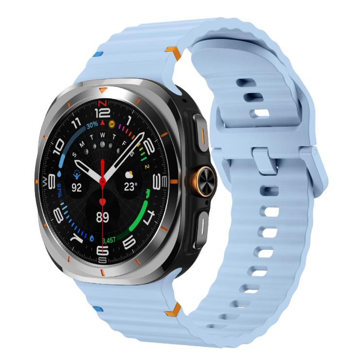 For Samsung Galaxy Watch Ultra 47mm / Ultra 2025 Kalebol Wave Stitching Silicone Strap(Light Blue) by Kalebol