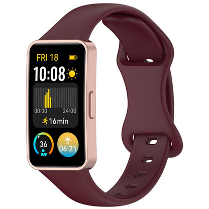 For Huawei Band 10 / 9 / 8 Kalebol Eight-character Tail Silicone Watch Strap(Wine Red) by Kalebol