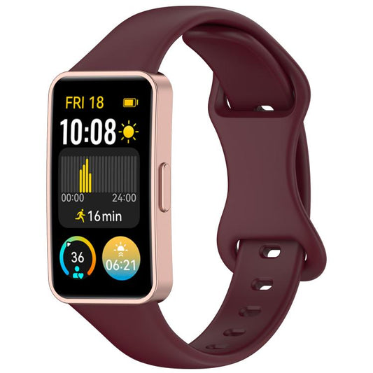 For Huawei Band 10 / 9 / 8 Kalebol Eight-character Tail Silicone Watch Strap(Wine Red) by Kalebol