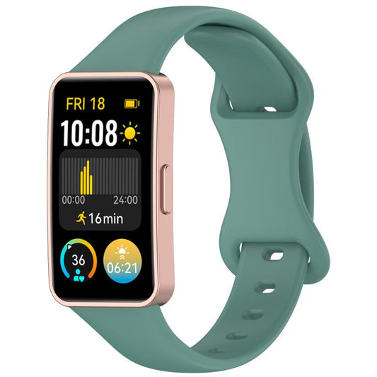 For Huawei Band 10 / 9 / 8 Kalebol Eight-character Tail Silicone Watch Strap(Pine Needle Green) by Kalebol
