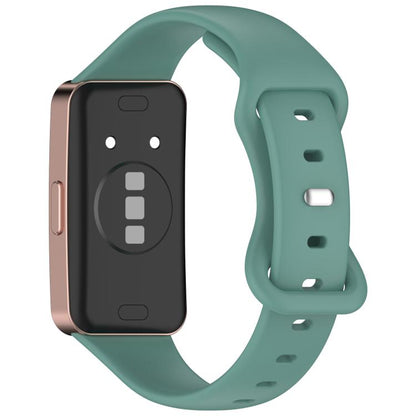 For Huawei Band 10 / 9 / 8 Kalebol Eight-character Tail Silicone Watch Strap(Pine Needle Green) by Kalebol