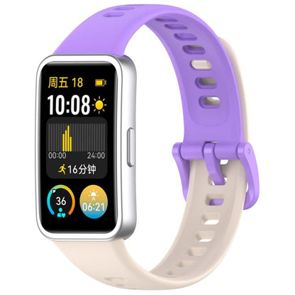 For Huawei Band 10 / 9 / 8 Kalebol Colorful Buckle Silicone Watch Strap(Short Purple + Long Starlight) by Kalebol