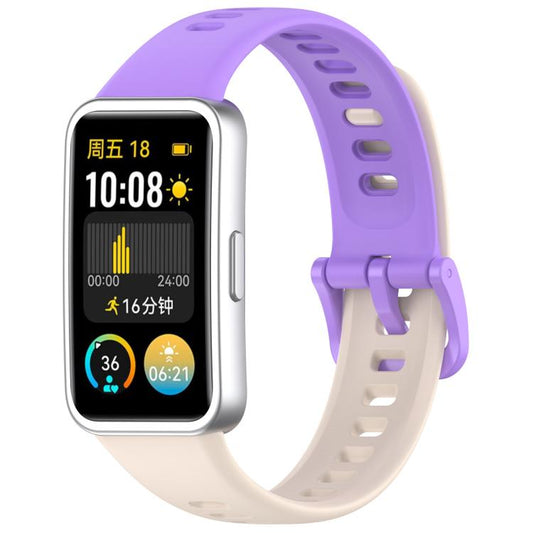 For Huawei Band 10 / 9 / 8 Kalebol Colorful Buckle Silicone Watch Strap(Short Purple + Long Starlight) by Kalebol