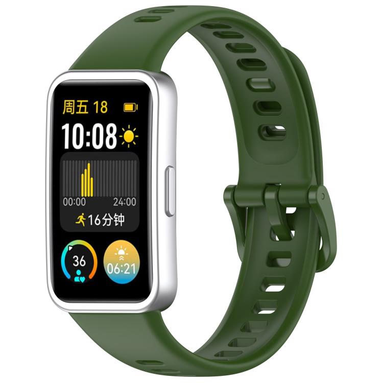 For Huawei Band 10 / 9 / 8 Kalebol Colorful Buckle Silicone Watch Strap(Field Green) by Kalebol