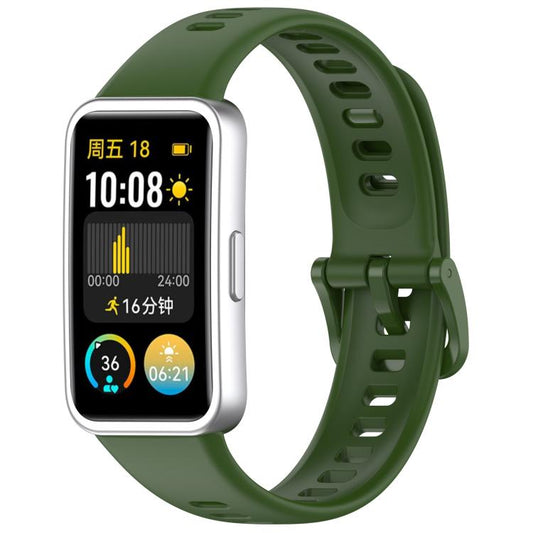 For Huawei Band 10 / 9 / 8 Kalebol Colorful Buckle Silicone Watch Strap(Field Green) by Kalebol