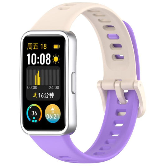 For Huawei Band 10 / 9 / 8 Kalebol Colorful Buckle Silicone Watch Strap(Long Purple + Short Starlight) by Kalebol
