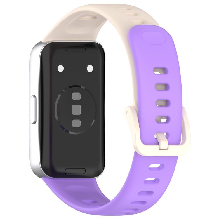For Huawei Band 10 / 9 / 8 Kalebol Colorful Buckle Silicone Watch Strap(Long Purple + Short Starlight) by Kalebol