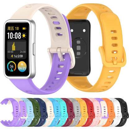 For Huawei Band 10 / 9 / 8 Kalebol Colorful Buckle Silicone Watch Strap(Long Purple + Short Starlight) by Kalebol