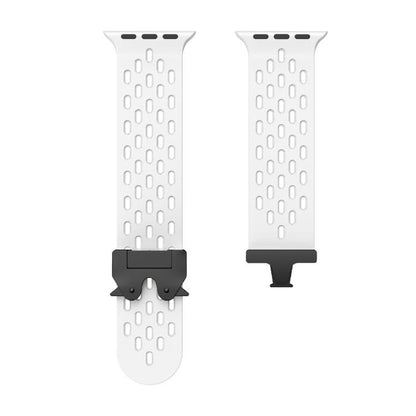 For Apple Watch 46mm / 49mm / 45mm / 44mm Kalebol Mesh Umbrella Buckle Silicone Watch Strap(White) by Kalebol