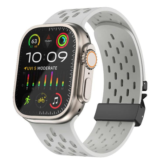 For Apple Watch 46mm / 49mm / 45mm / 44mm Kalebol Mesh Umbrella Buckle Silicone Watch Strap(Grey) by Kalebol