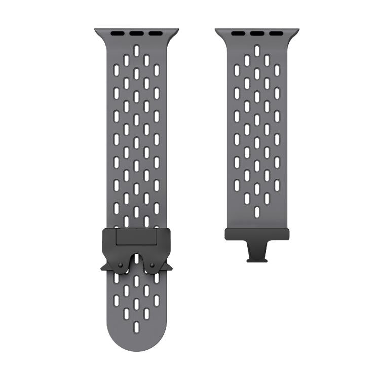 For Apple Watch 46mm / 49mm / 45mm / 44mm Kalebol Mesh Umbrella Buckle Silicone Watch Strap(Space Grey) by Kalebol