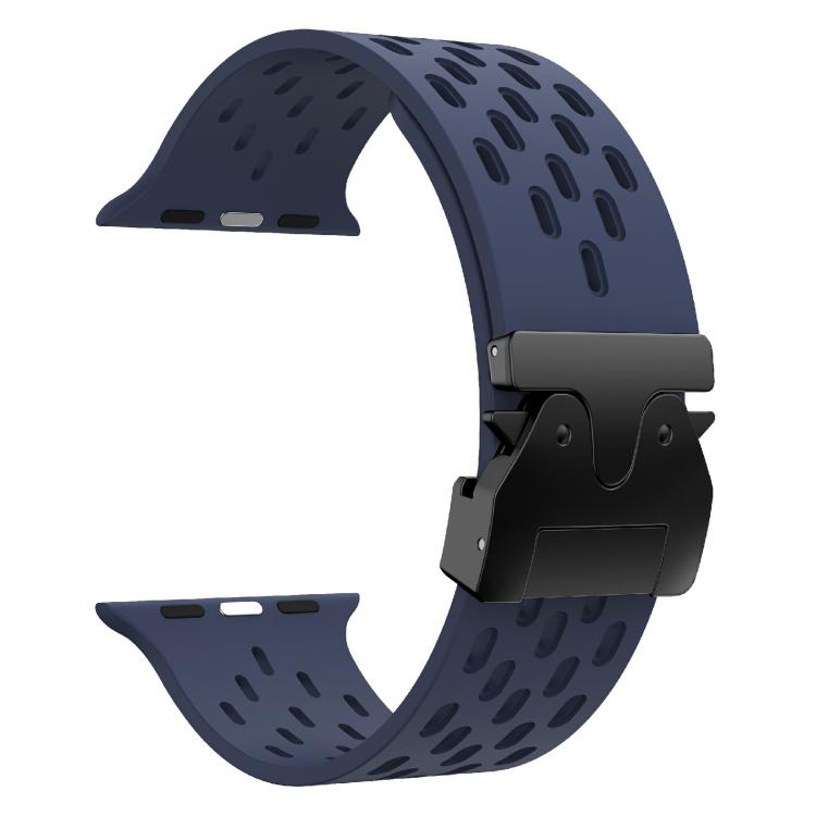 For Apple Watch 46mm / 49mm / 45mm / 44mm Kalebol Mesh Umbrella Buckle Silicone Watch Strap(Midnight Blue) by Kalebol