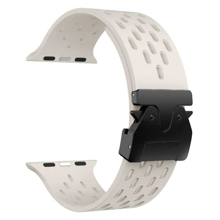 For Apple Watch 46mm / 49mm / 45mm / 44mm Kalebol Mesh Umbrella Buckle Silicone Watch Strap(Starlight) by Kalebol