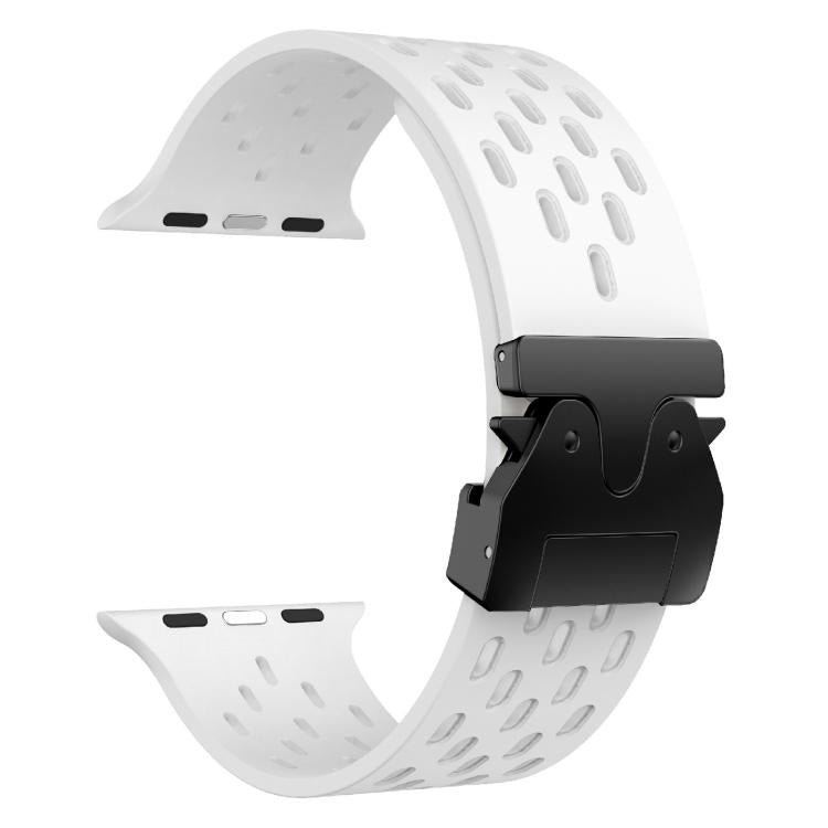 For Apple Watch 42mm / 41mm / 40mm / 38mm Kalebol Mesh Umbrella Buckle Silicone Watch Strap(White) by Kalebol