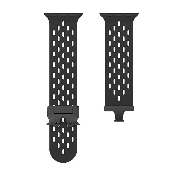 For Apple Watch 42mm / 41mm / 40mm / 38mm Kalebol Mesh Umbrella Buckle Silicone Watch Strap(Black) by Kalebol