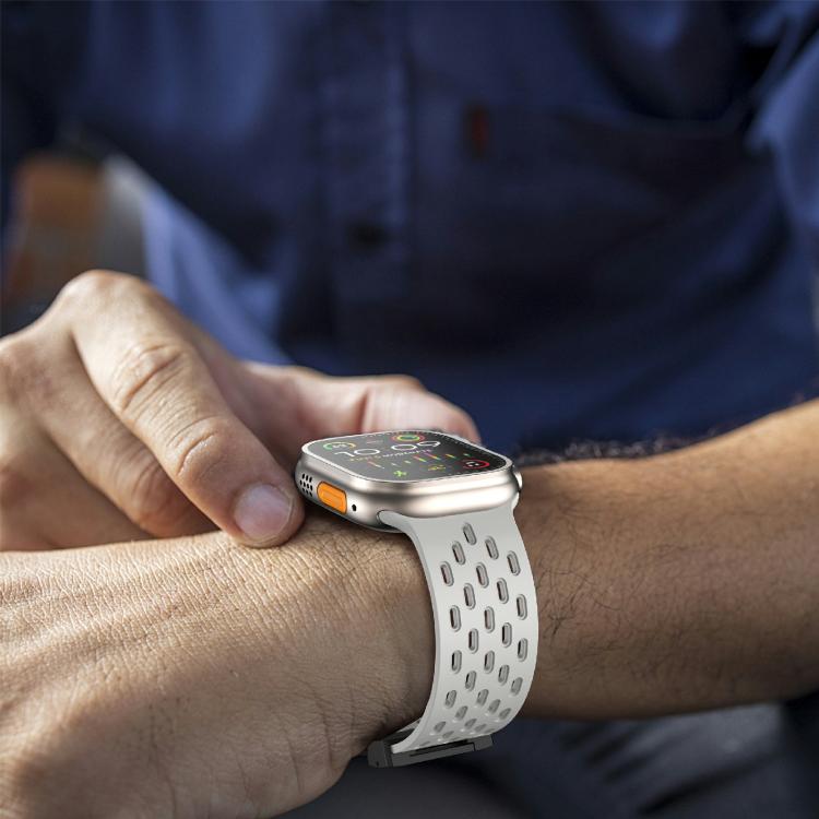 For Apple Watch 42mm / 41mm / 40mm / 38mm Kalebol Mesh Umbrella Buckle Silicone Watch Strap(Grey) by Kalebol