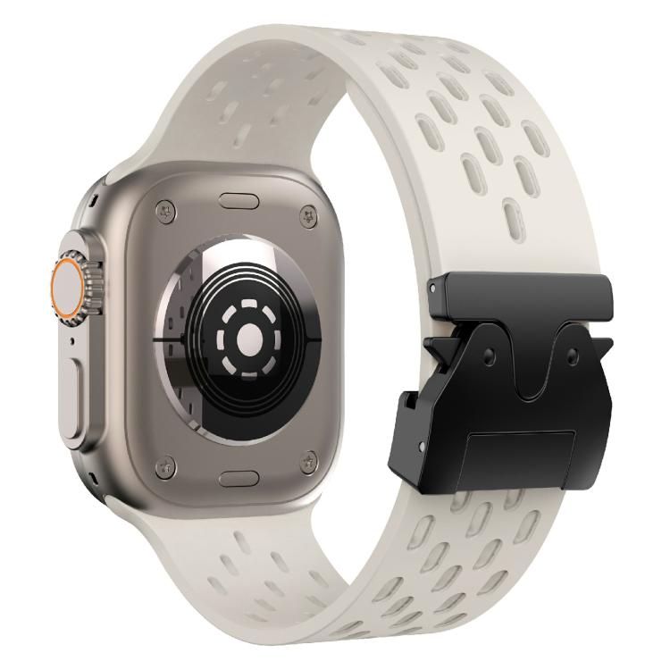 For Apple Watch 42mm / 41mm / 40mm / 38mm Kalebol Mesh Umbrella Buckle Silicone Watch Strap(Starlight) by Kalebol