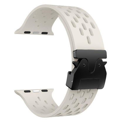 For Apple Watch 42mm / 41mm / 40mm / 38mm Kalebol Mesh Umbrella Buckle Silicone Watch Strap(Starlight) by Kalebol