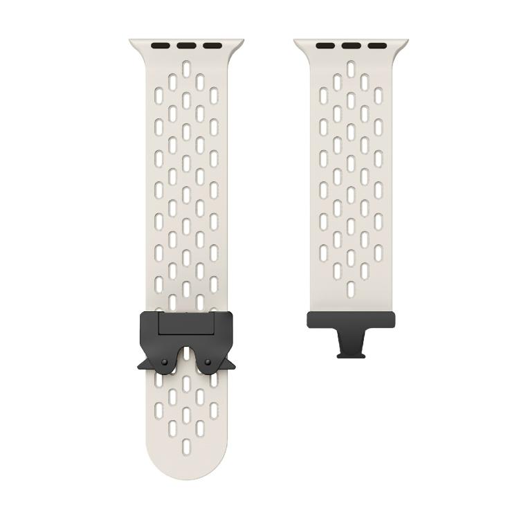 For Apple Watch 42mm / 41mm / 40mm / 38mm Kalebol Mesh Umbrella Buckle Silicone Watch Strap(Starlight) by Kalebol